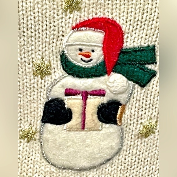 designer Originals Studio Joy Vintage Snowman Cardigan Sweater, Size Large, 3D - Picture 11 of 12